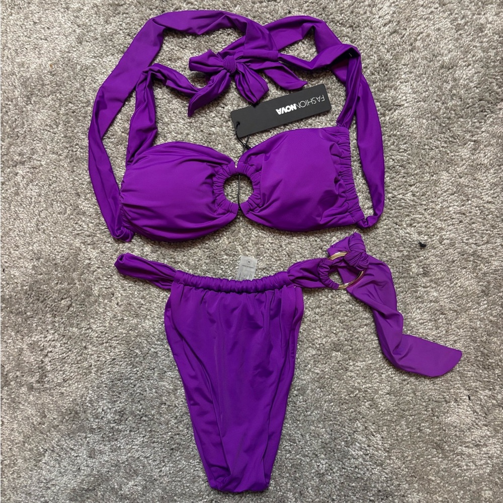 Purple O Rings Bandeau 2 Piece Bikini👙💜✨